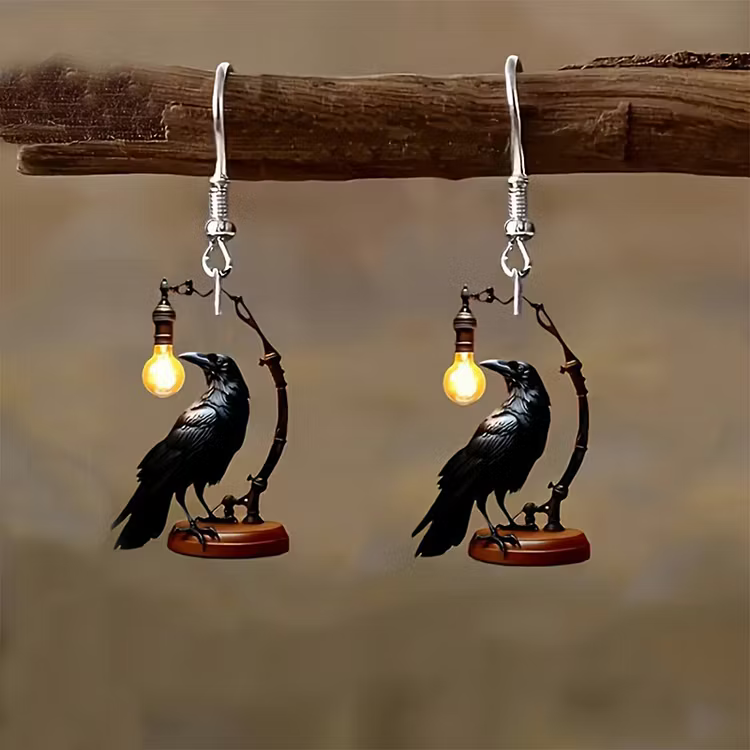 Aoaome Vintage Acrylic Crow Earrings