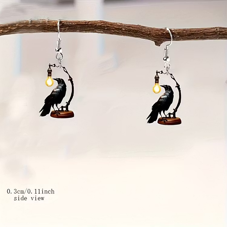 Aoaome Vintage Acrylic Crow Earrings