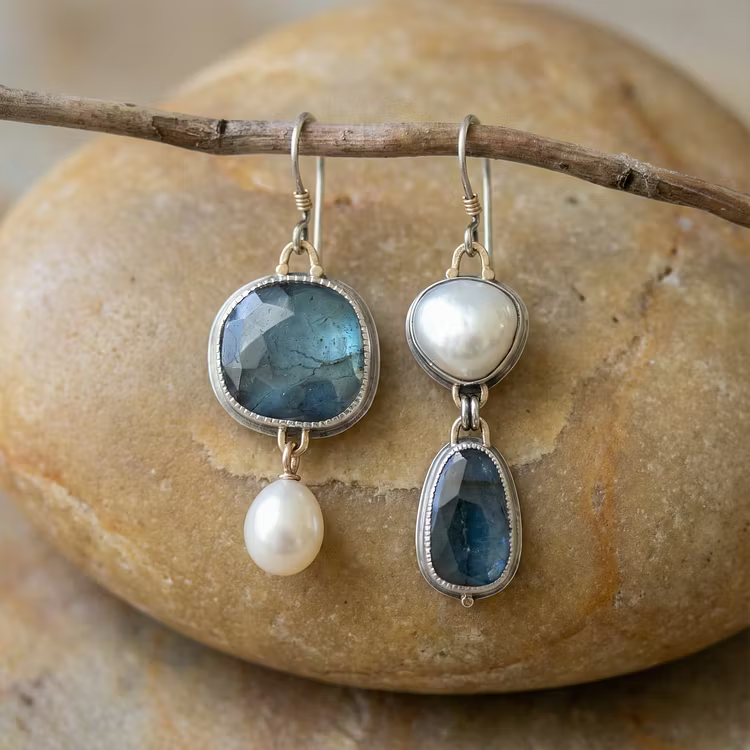 Aoaome Vintage Blue Natural Stone Earrings