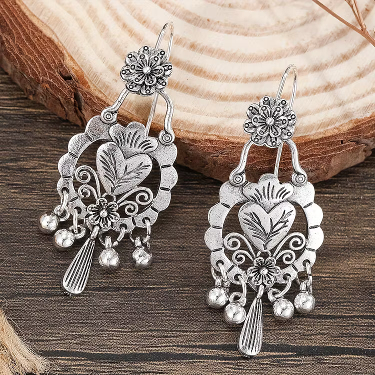 Aoaome Vintage Bohemian Hollow Engrave Flower Earrings