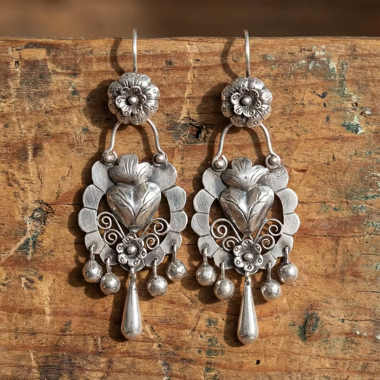 Aoaome Vintage Bohemian Hollow Engrave Flower Earrings
