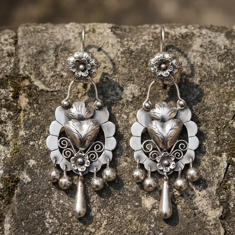 Aoaome Vintage Bohemian Hollow Engrave Flower Earrings