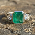 Aoaome Vintage Elegant Square Inlaid Emerald Rings