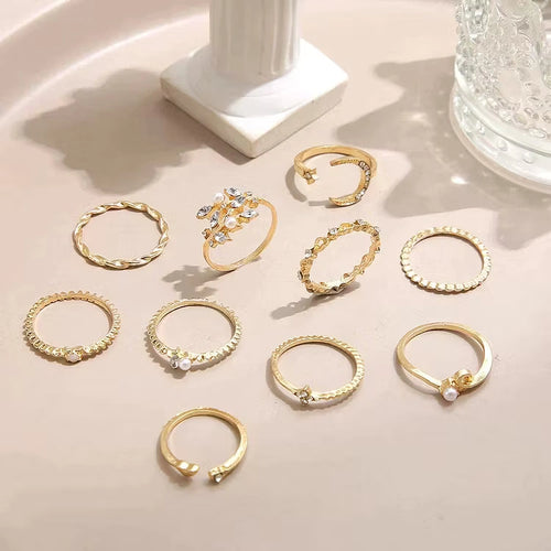Aoaome 10 Pack of Bohemian Silver and Gold Plated Rings