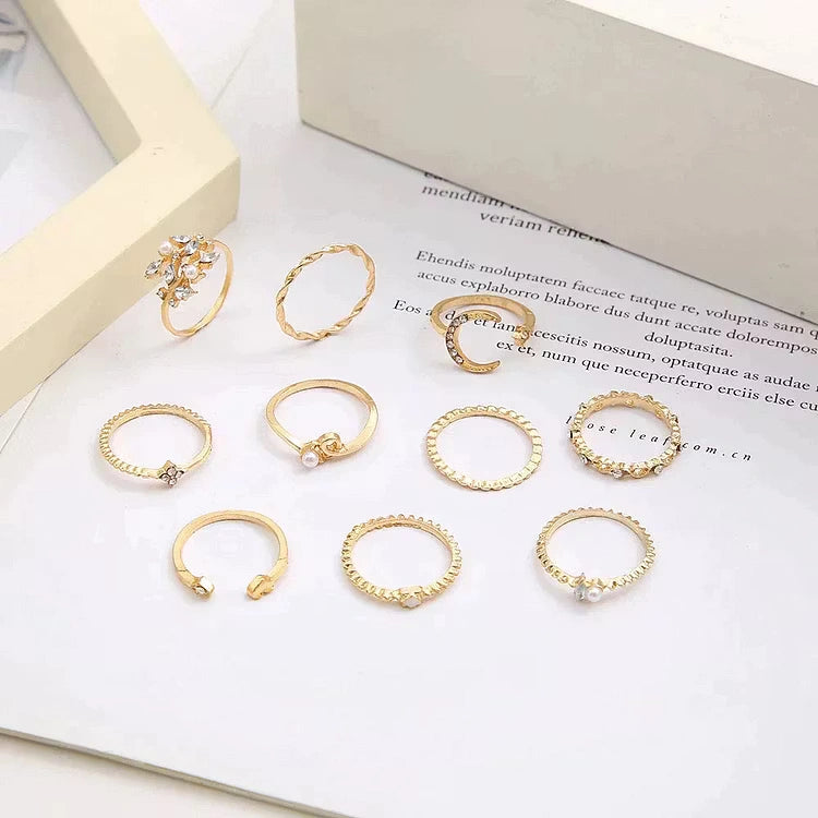 Aoaome 10 Pack of Bohemian Silver and Gold Plated Rings