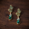 Aoaome 925 Silver Vintage Emerald Green Gem Drop Earrings