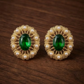 Aoaome 925 Silver Vintage Emerald Green Gem Earrings