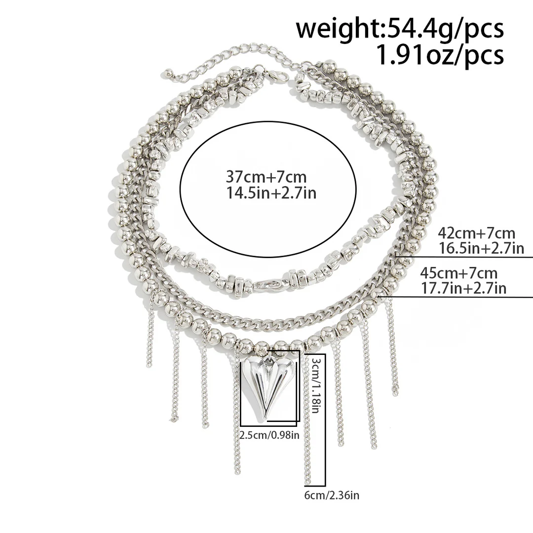 Aoaome Beaded Fringe Heart Pendant Women's Necklaces