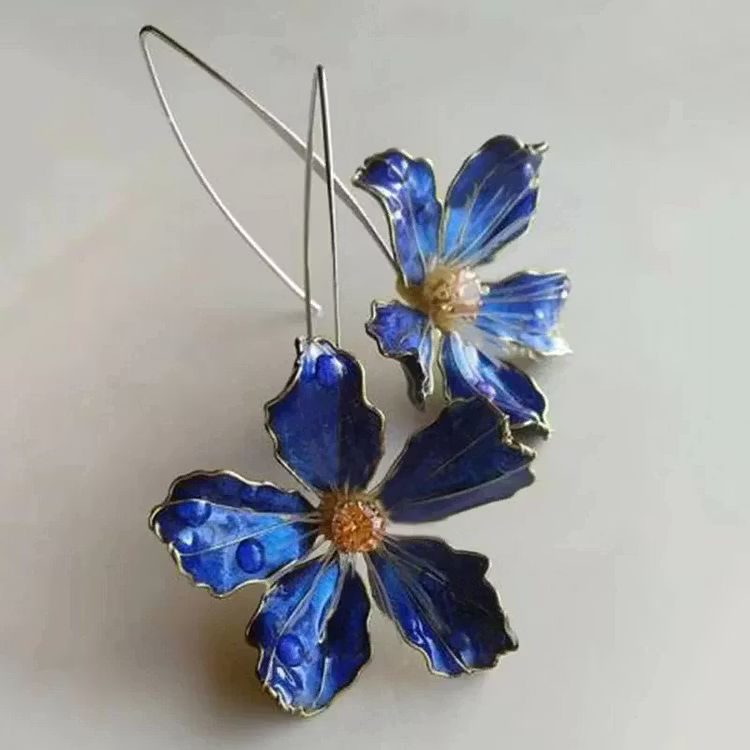 Aoaome Blue Vintage Flower Earrings