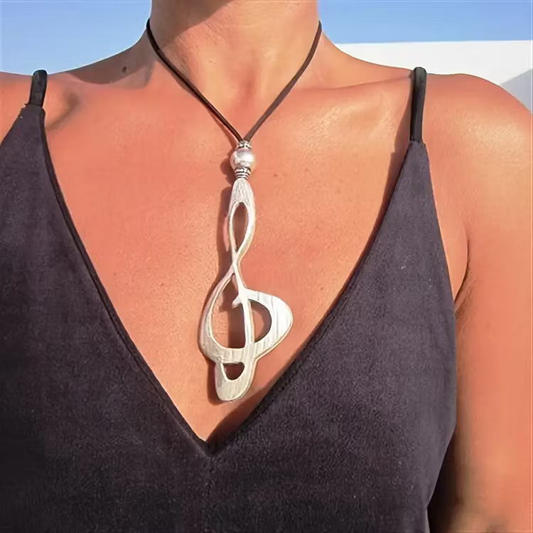 Aoaome Boho Musical Note Shape Pendant Necklaces