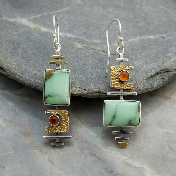 Aoaome Boho Vintage Geometric Drop Hook Earrings