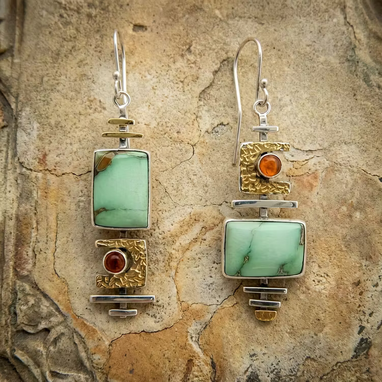 Aoaome Boho Vintage Geometric Drop Hook Earrings