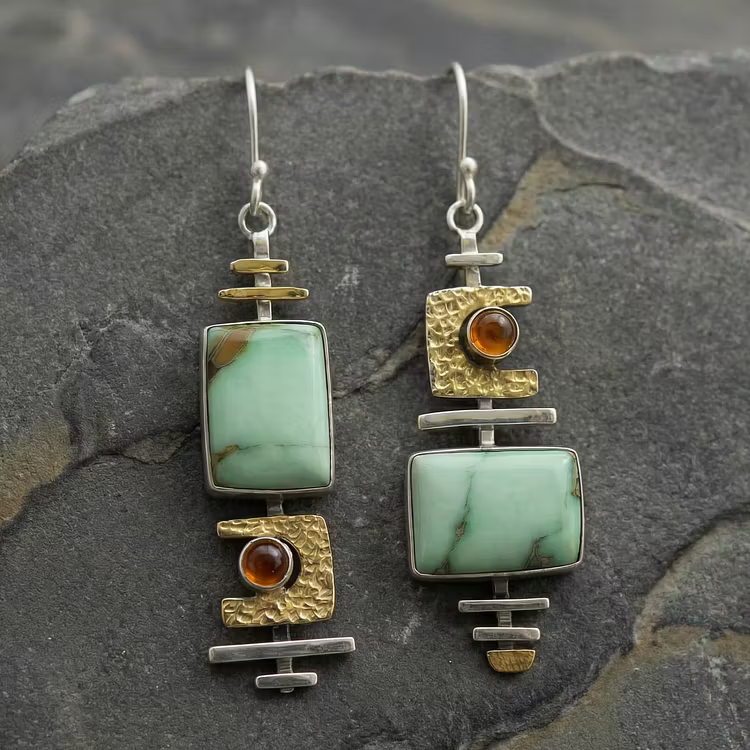 Aoaome Boho Vintage Geometric Drop Hook Earrings