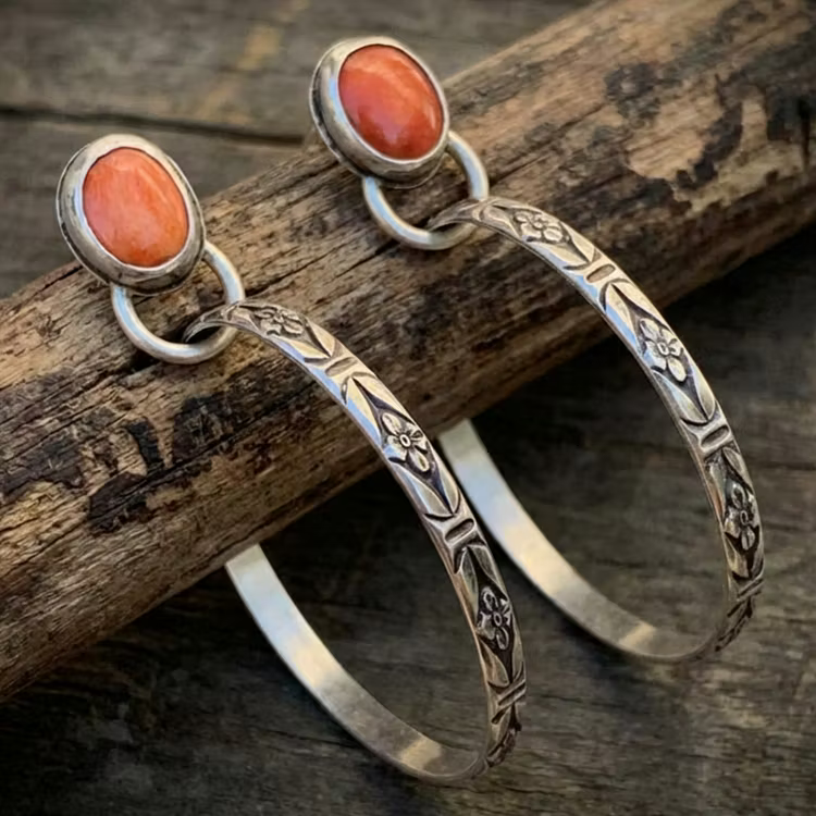 Aoaome Boho Vintage Onyx Earrings
