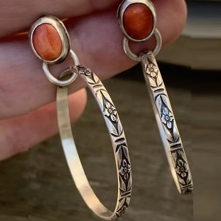 Aoaome Boho Vintage Onyx Earrings