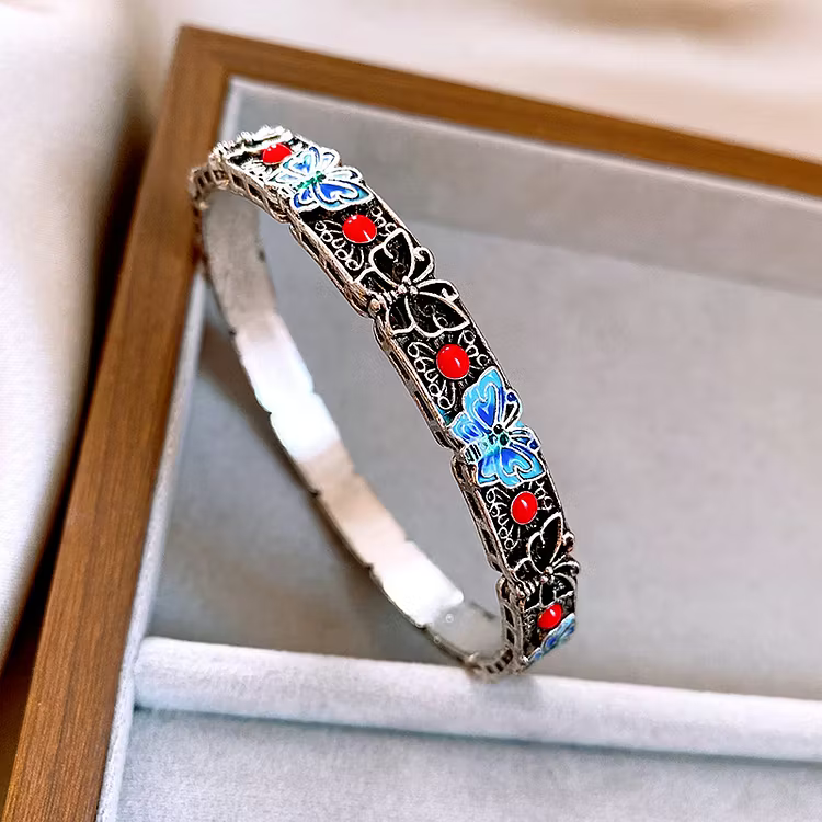 Aoaome Butterfly Drip Oil Flower Round Bracelets