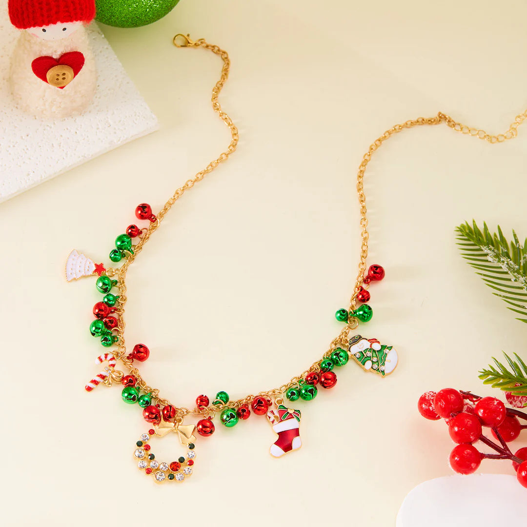 Aoaome Christmas Bells Christmas Tree Sweater Chain Necklaces