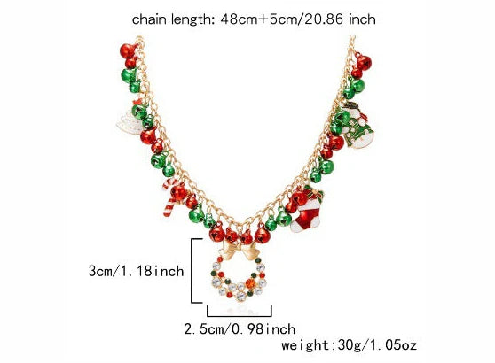 Aoaome Christmas Bells Christmas Tree Sweater Chain Necklaces
