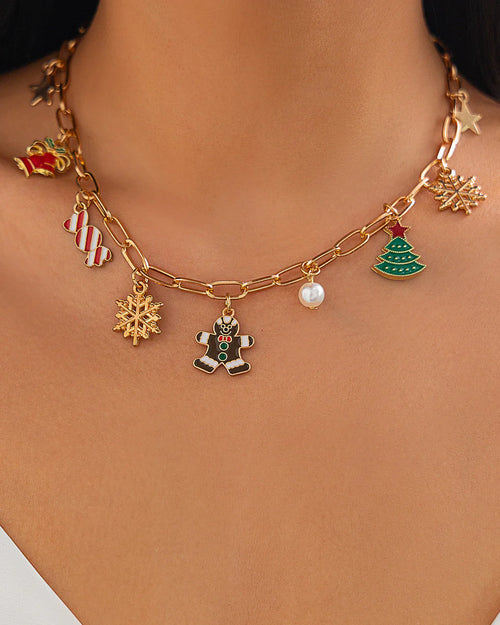 Aoaome Christmas Fashion Bell Christmas Tree Necklace Sets