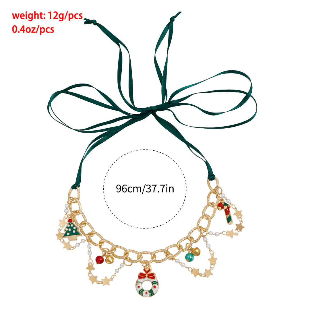 Aoaome Christmas Ribbon Braided Fashion Party Necklaces And Bracelets