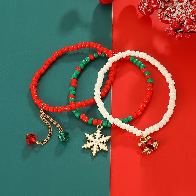 Aoaome Christmas Snowflake Bells Set Bracelets