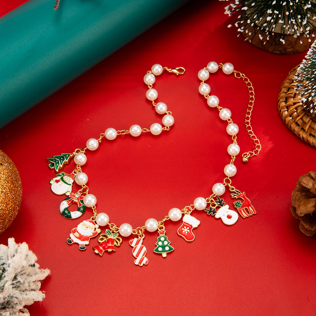 Aoaome Christmas Snowman Reindeer Candy Pendant Necklaces