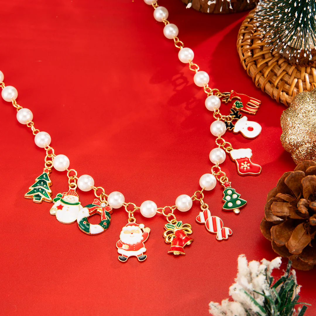 Aoaome Christmas Snowman Reindeer Candy Pendant Necklaces