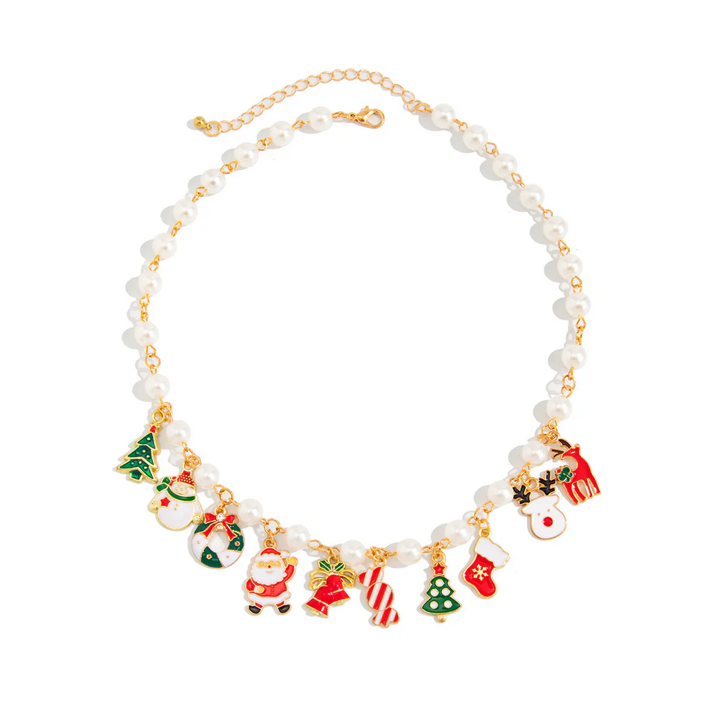 Aoaome Christmas Snowman Reindeer Candy Pendant Necklaces