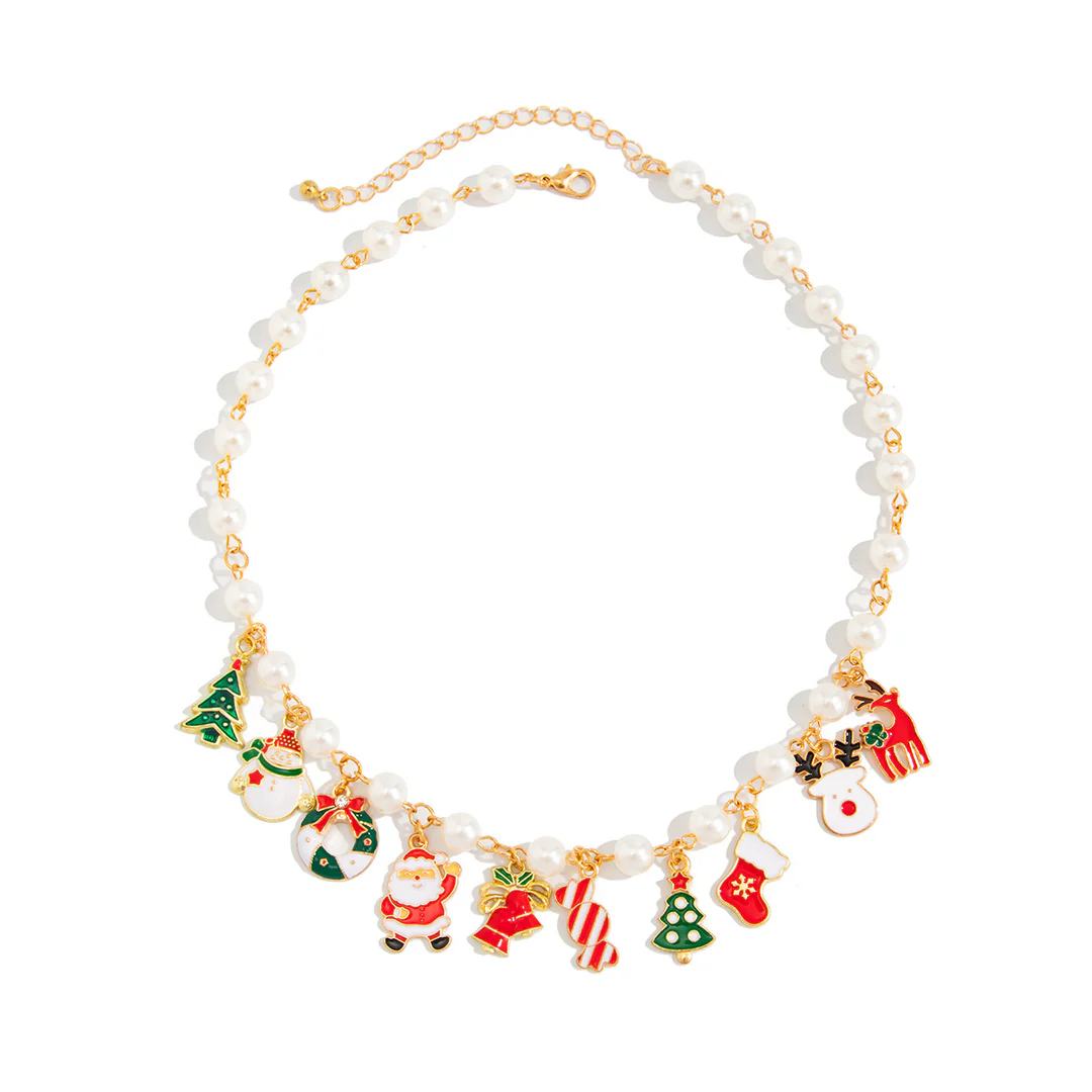 Aoaome Christmas Snowman Reindeer Candy Pendant Necklaces