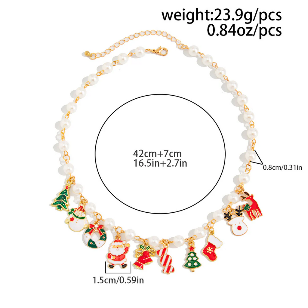 Aoaome Christmas Snowman Reindeer Candy Pendant Necklaces