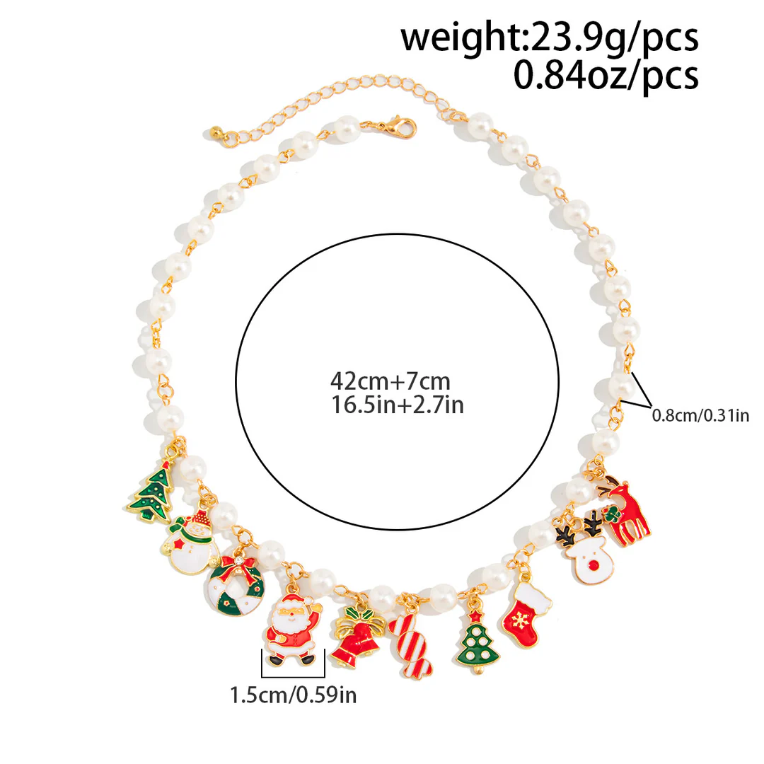 Aoaome Christmas Snowman Reindeer Candy Pendant Necklaces