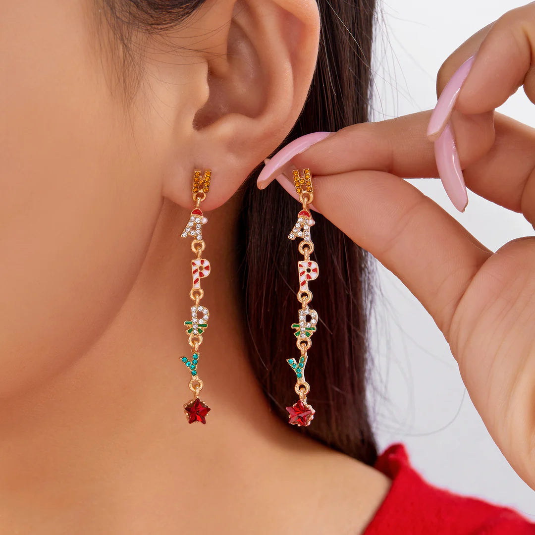 Aoaome Christmas Tree Gingerbread Man Fashionable Cute Versatile Earrings