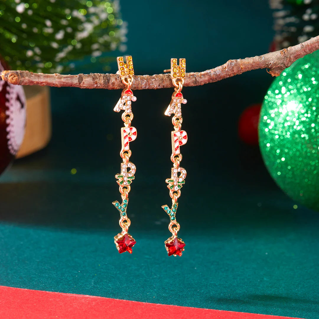Aoaome Christmas Tree Gingerbread Man Fashionable Cute Versatile Earrings