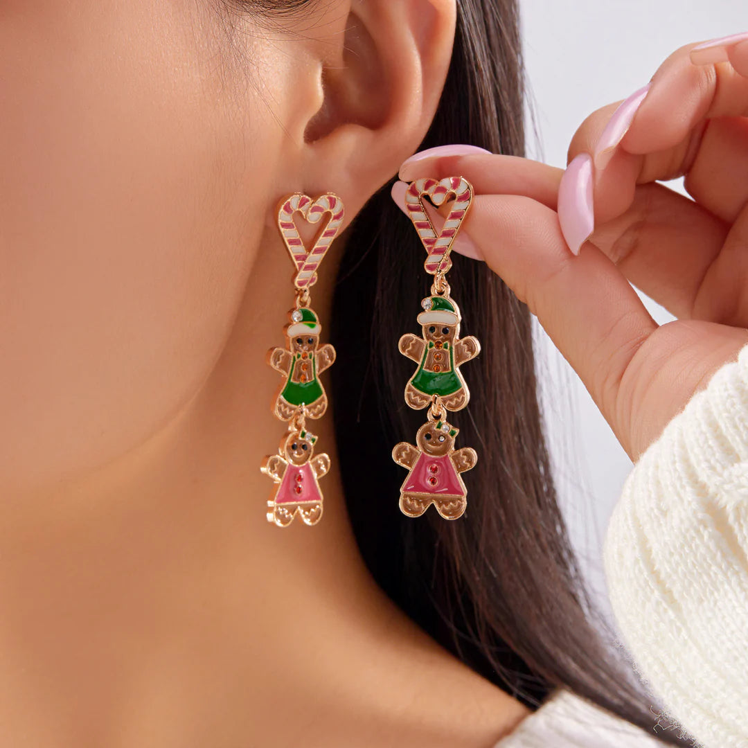 Aoaome Christmas Tree Gingerbread Man Fashionable Cute Versatile Earrings