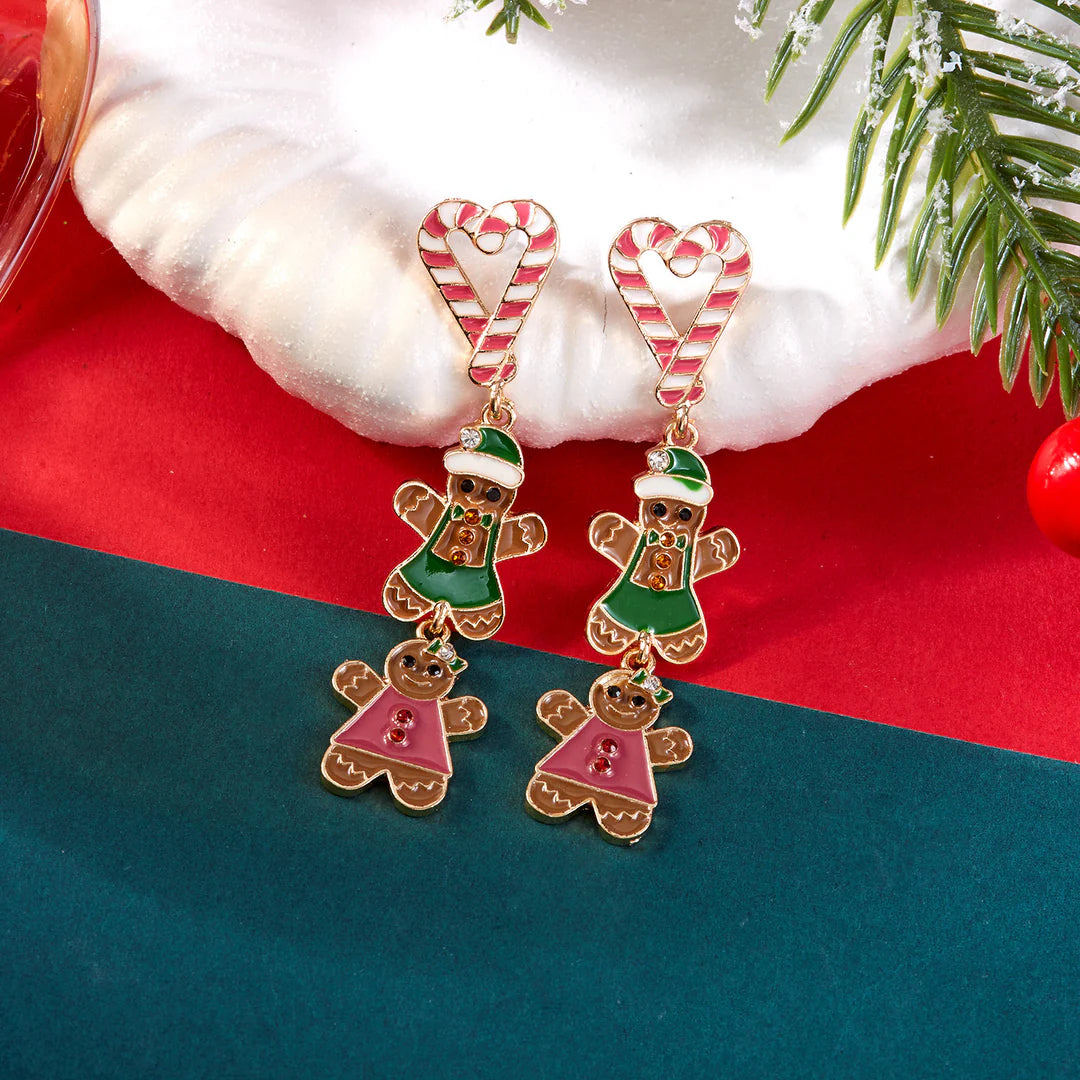 Aoaome Christmas Tree Gingerbread Man Fashionable Cute Versatile Earrings