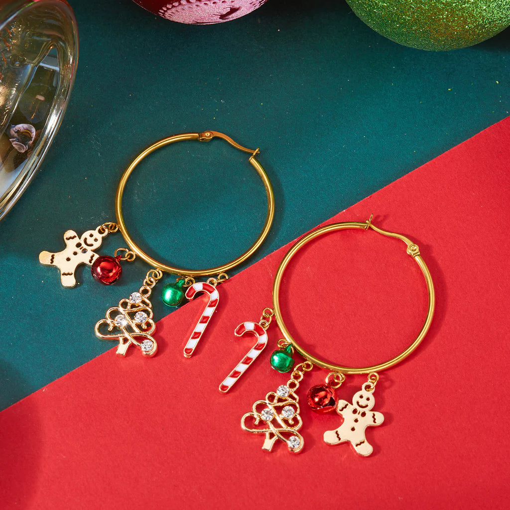 Aoaome Christmas Tree Gingerbread Man Fashionable Cute Versatile Earrings