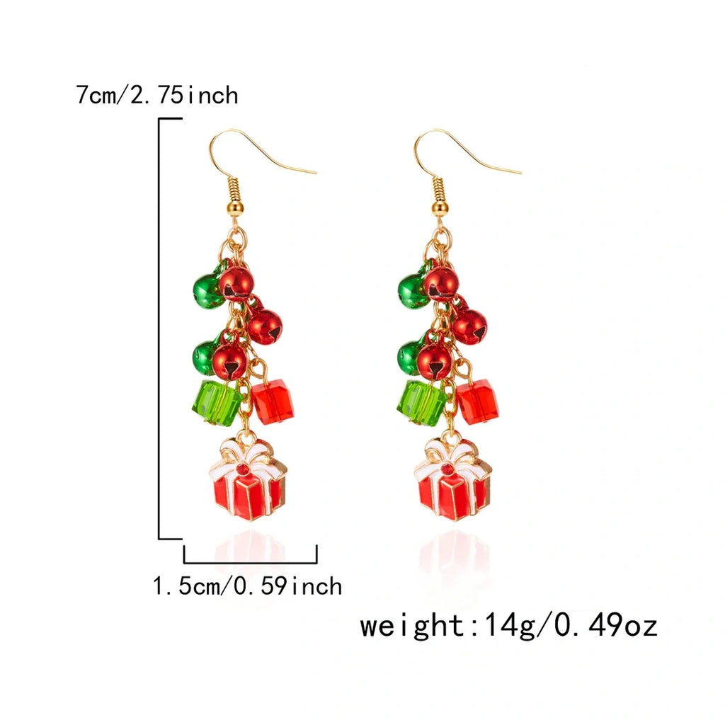 Aoaome Christmas Tree Versatile Snowflake Bell Tassel Earrings
