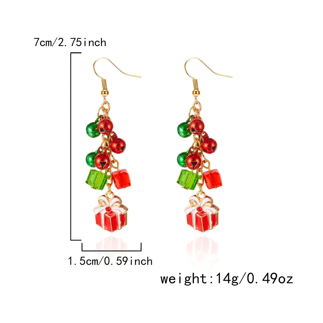 Aoaome Christmas Tree Versatile Snowflake Bell Tassel Earrings