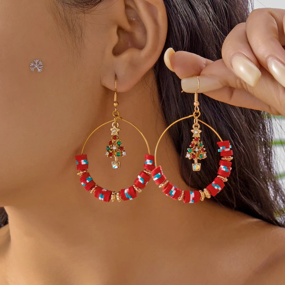 Aoaome Christmas Tree Versatile Snowflake Bell Tassel Earrings