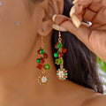 Aoaome Christmas Tree Versatile Snowflake Bell Tassel Earrings