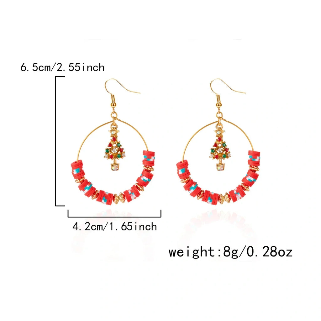 Aoaome Christmas Tree Versatile Snowflake Bell Tassel Earrings