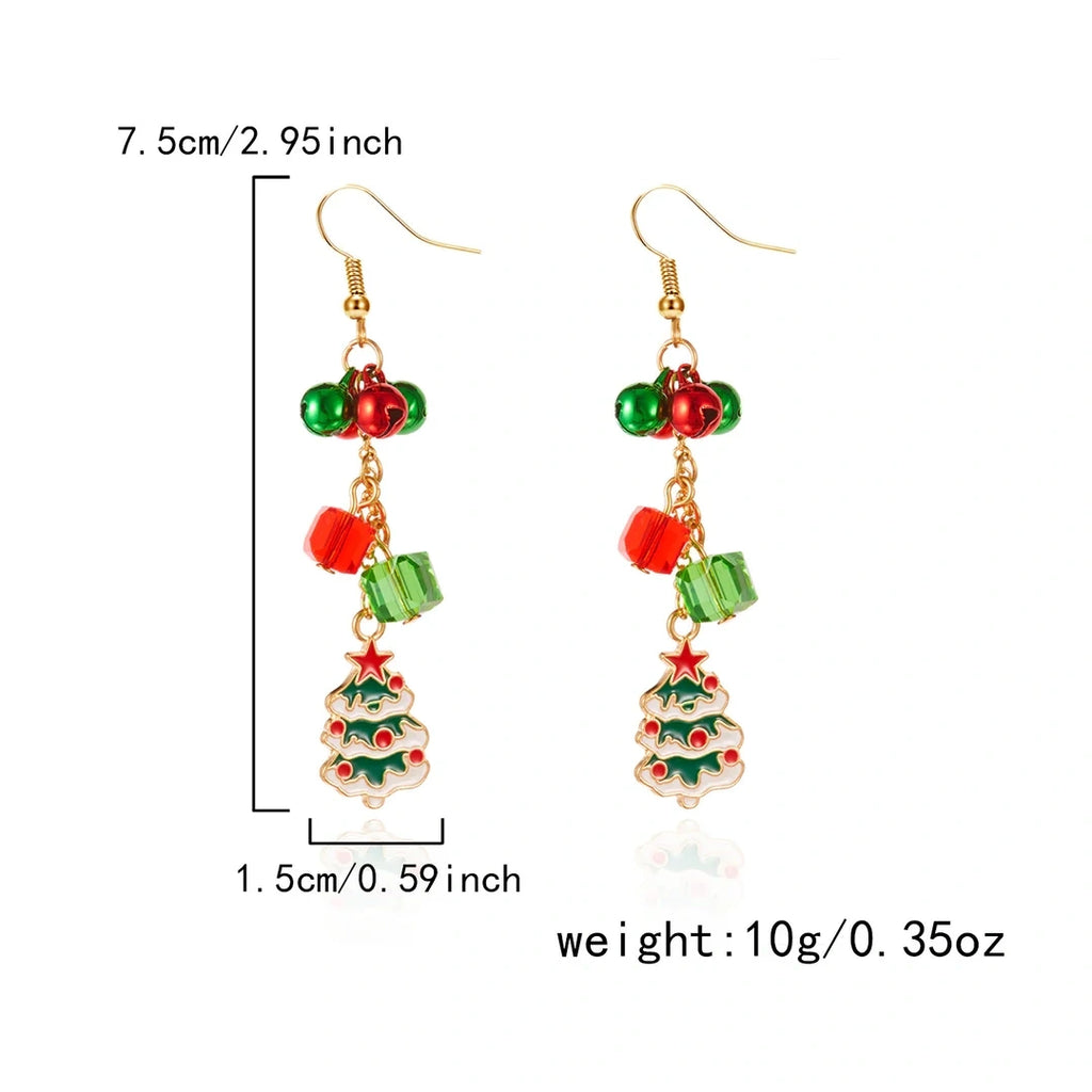 Aoaome Christmas Tree Versatile Snowflake Bell Tassel Earrings