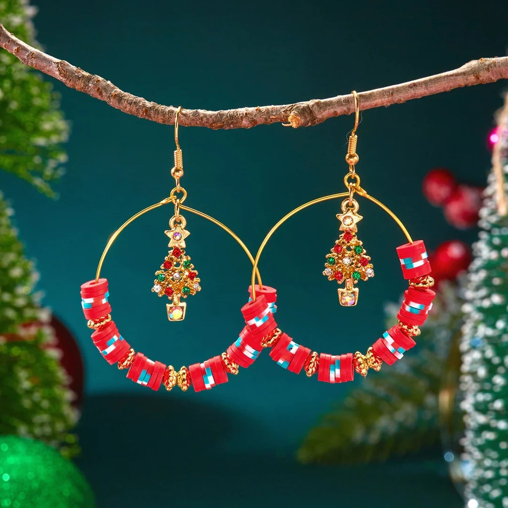 Aoaome Christmas Tree Versatile Snowflake Bell Tassel Earrings