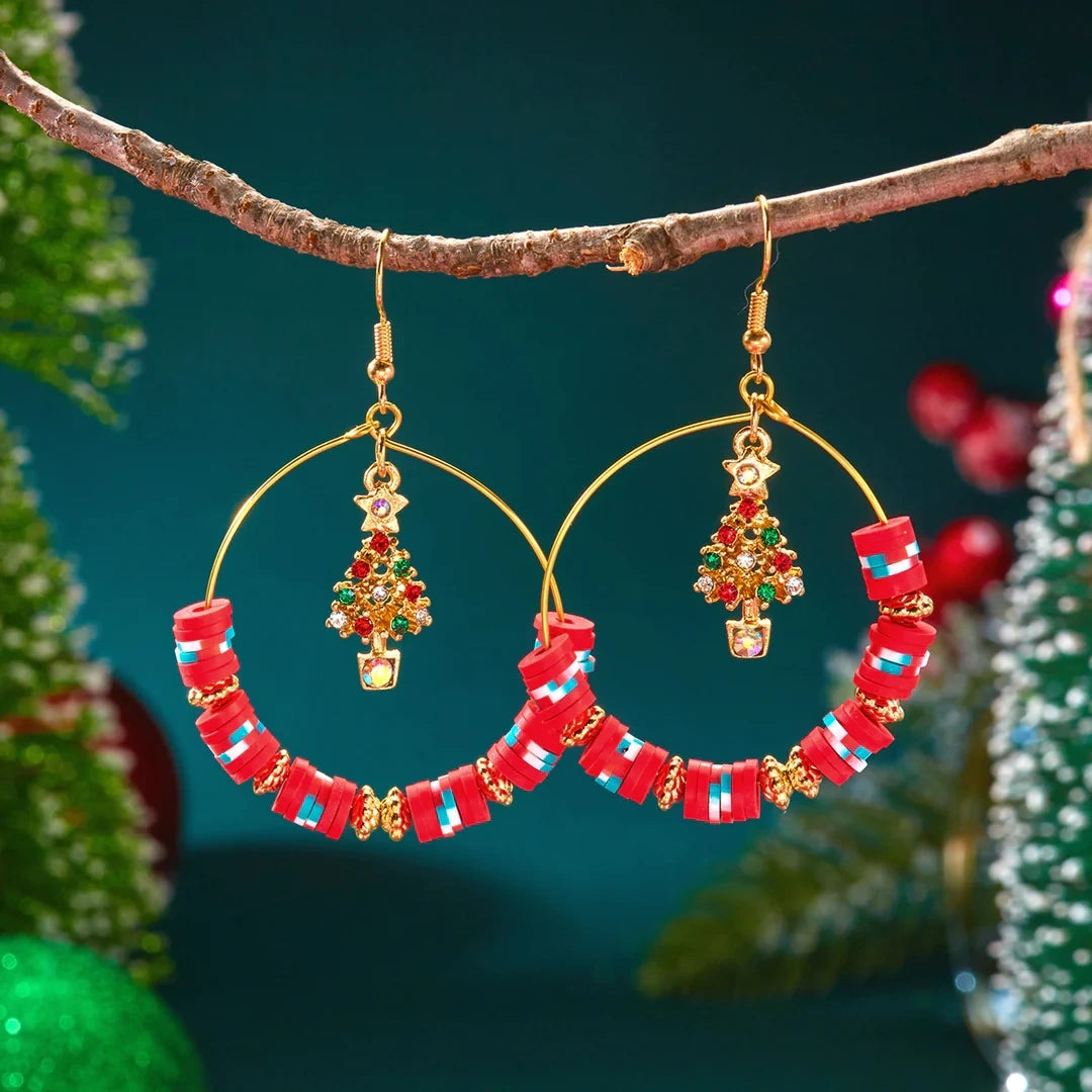 Aoaome Christmas Tree Versatile Snowflake Bell Tassel Earrings