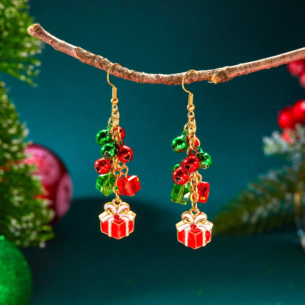 Aoaome Christmas Tree Versatile Snowflake Bell Tassel Earrings