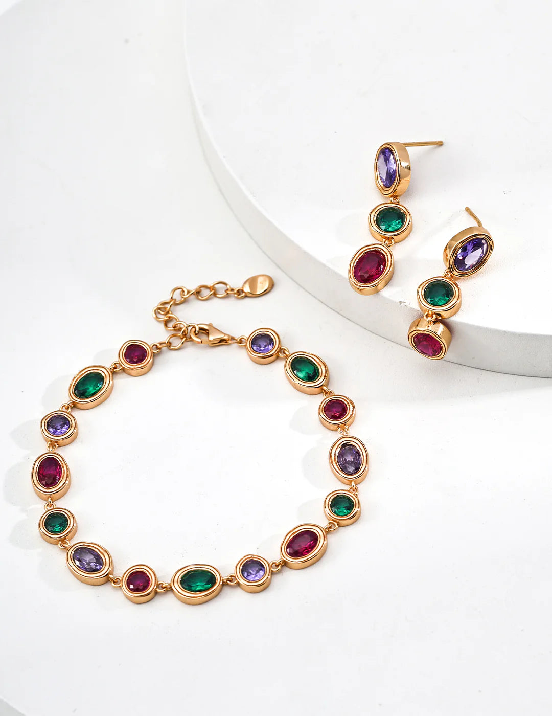 Aoaome Colorful Zirconia Palace Collection Bracelet Earrings
