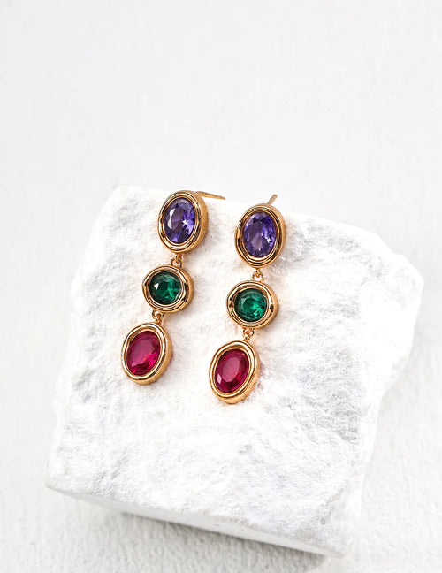 Aoaome Colorful Zirconia Palace Collection Bracelet Earrings