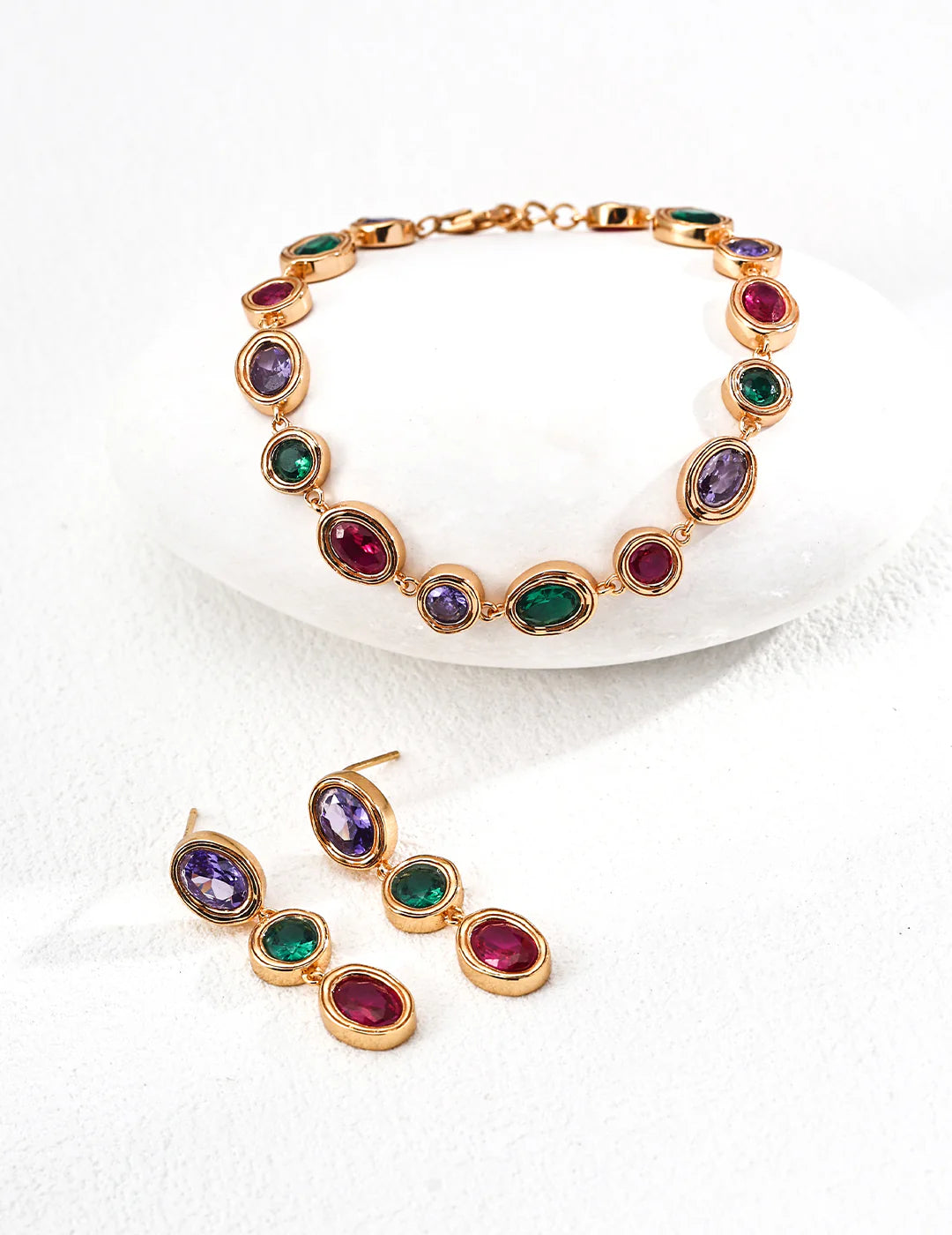 Aoaome Colorful Zirconia Palace Collection Bracelet Earrings