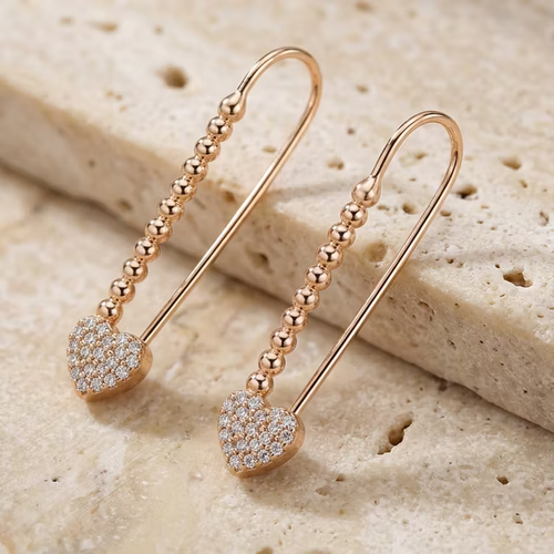 Aoaome Dainty Heart Cubic Zirconia Threader Earrings