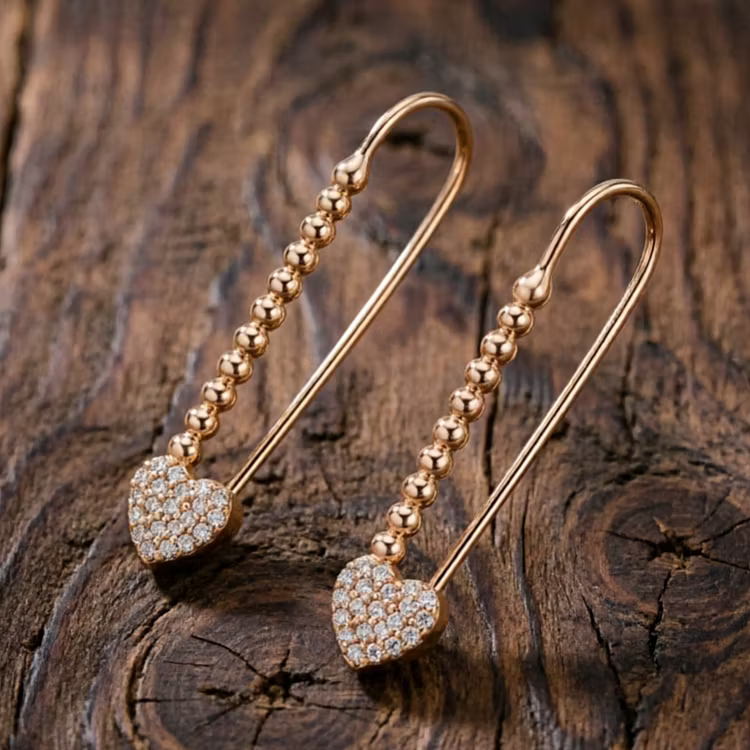 Aoaome Dainty Heart Cubic Zirconia Threader Earrings